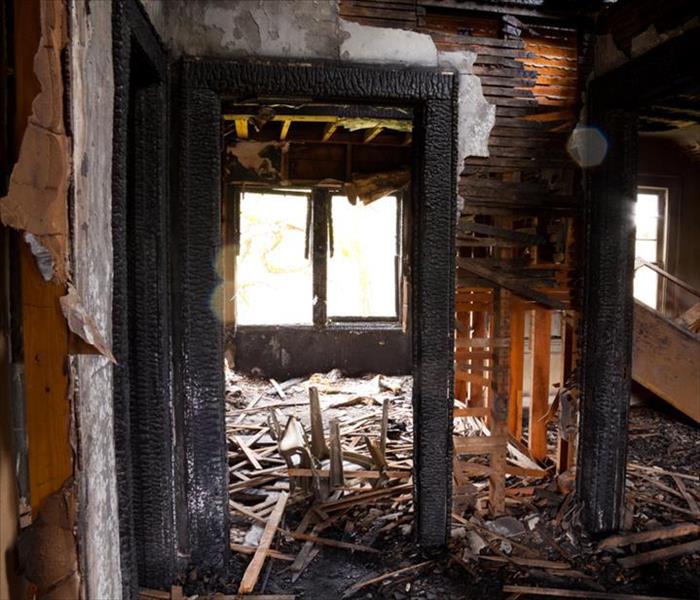burned wood framing in a home
