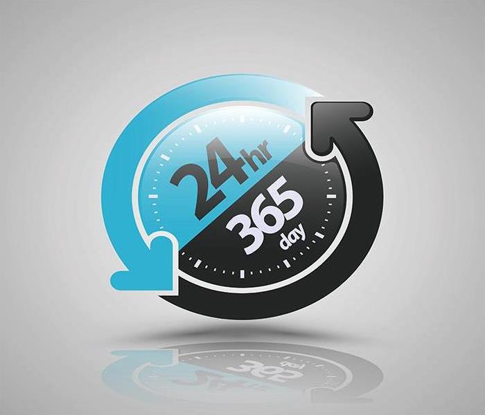 blue and black logo that says 24hr 365 day