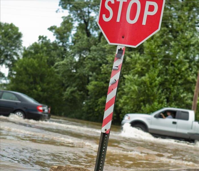 stop sign, flooding area